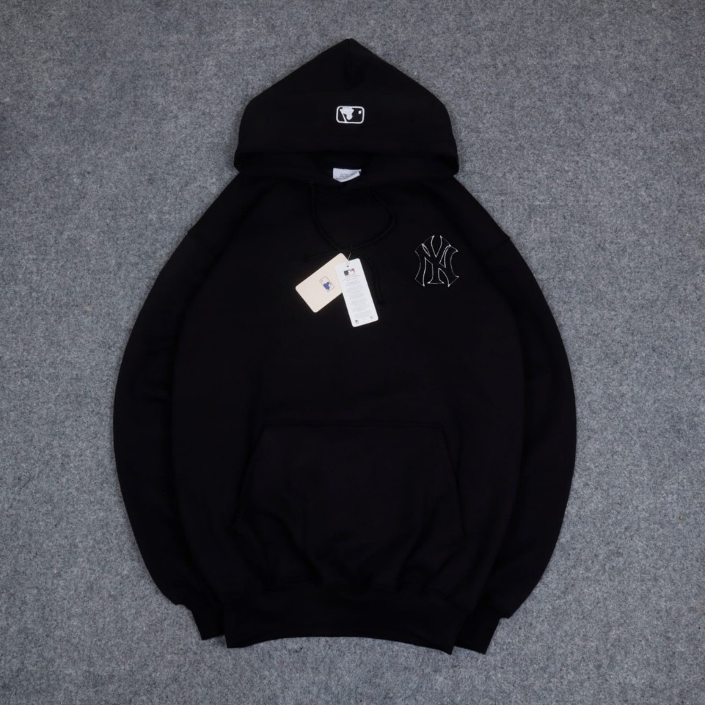 Premium 1:1 Sweater Hoodie MLB NY Hitam Bordir FullTag Label