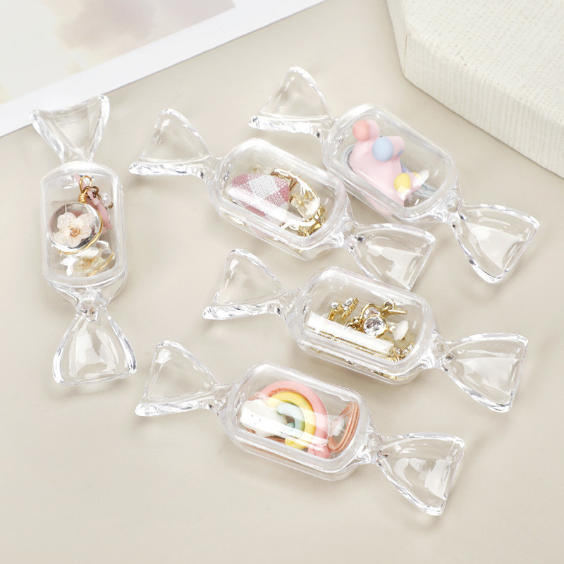 

10pcs Mini Transparent Storage Box Pink Sweet Shaped Plastic Jewelry Boxes Ring Earring Holder Organizer Packaging Cases Gifts