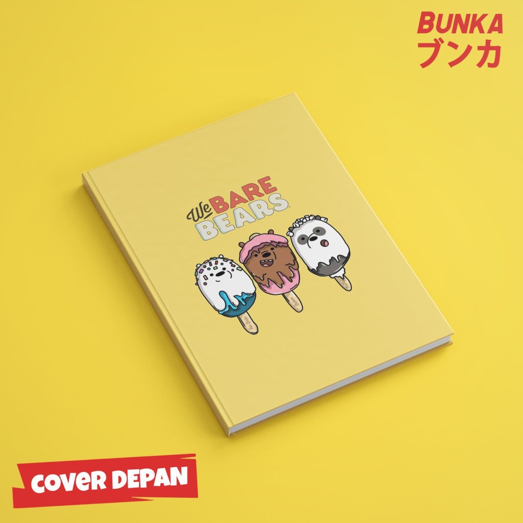 

Notebook Hardcover We Bare Bears Ice Cream Stick Ukuran A5 Buku Tulis Catatan Note Agenda Planner Gift Couple