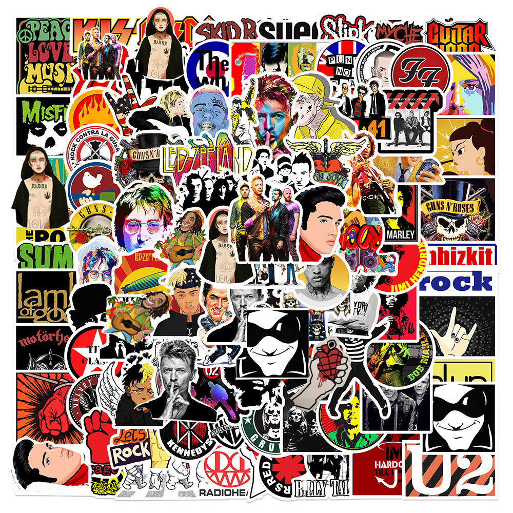 

10/30/50/100PCS Popular Rock Roll Music Band Graffiti Stickers Punk Decals Guitar Motorcycle Skateboard Waterproof Cool Sticker