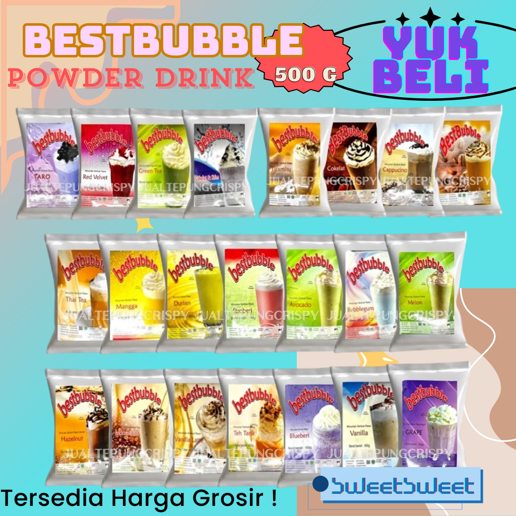 

Aneka Varian Rasa Bubuk Minuman Kekinian Best Bubble | Best bubble Boba 500 G Sweetsweet {BISA COD}