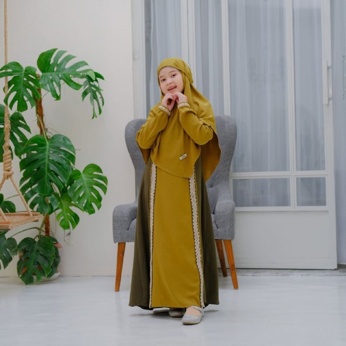 GAMIS ANAK SARIMBIT EMILYA BY GERAI MIKA | FAMSET GERAI MIKA - ARMY, S