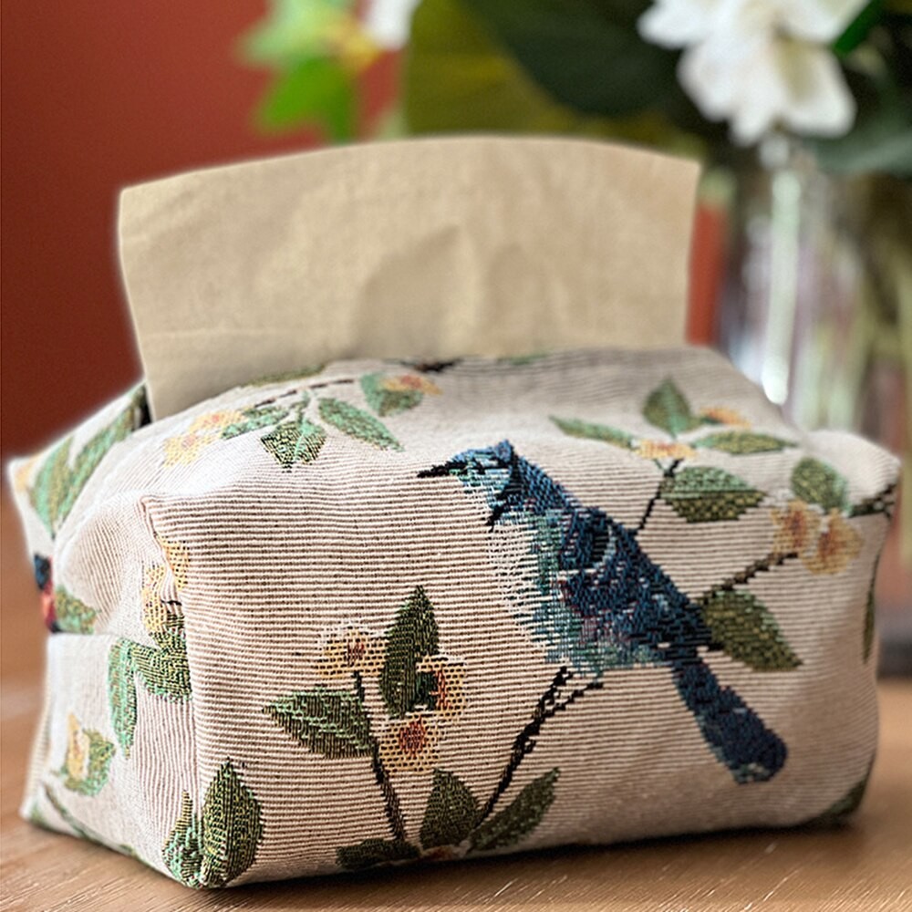 

European Vintage Style Tissue Box Living Room Table Storage Bag Jacquard Drawn Paper Bag Household Desktop Paper Drawn Bag
