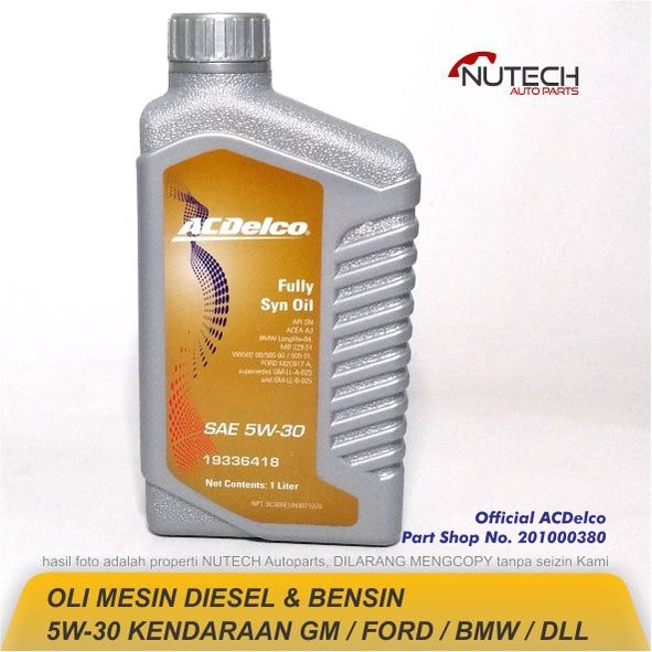 Oli Mesin Diesel Bensin 5W 30 5W30 DEXOS 2 GM VW BMW Full Sintetis