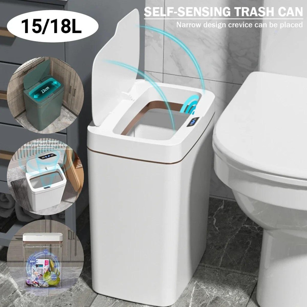 

15/18L Automatic Trash Bin Quiet Intelligent Touchless Trash Can Rechargeable Electric Garbage Bin for Kitchen Bathroom Bedroom
