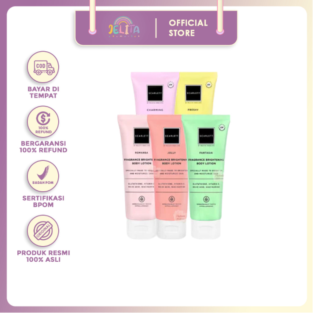 JBH - SCARLETT Body Lotion TUBE 180ML.. FREE GIFT mini scarlet atau mask sachet