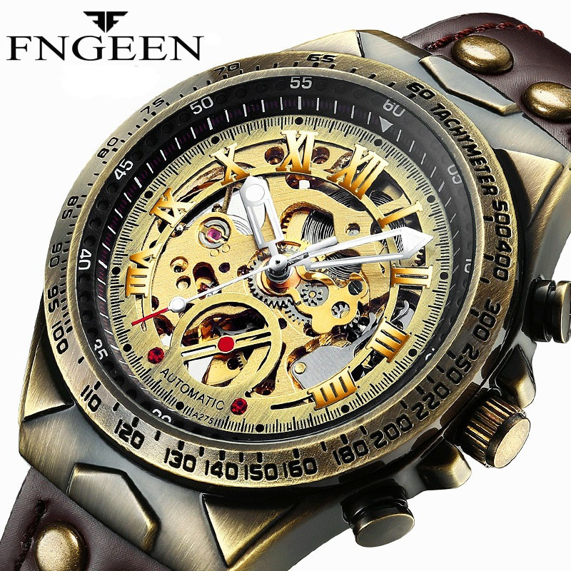 FNGEEN A275 Otomatis Jam Tangan Pria Anti Air Original 100% Elegan Mewah Tali Kulit Mekanis Watch