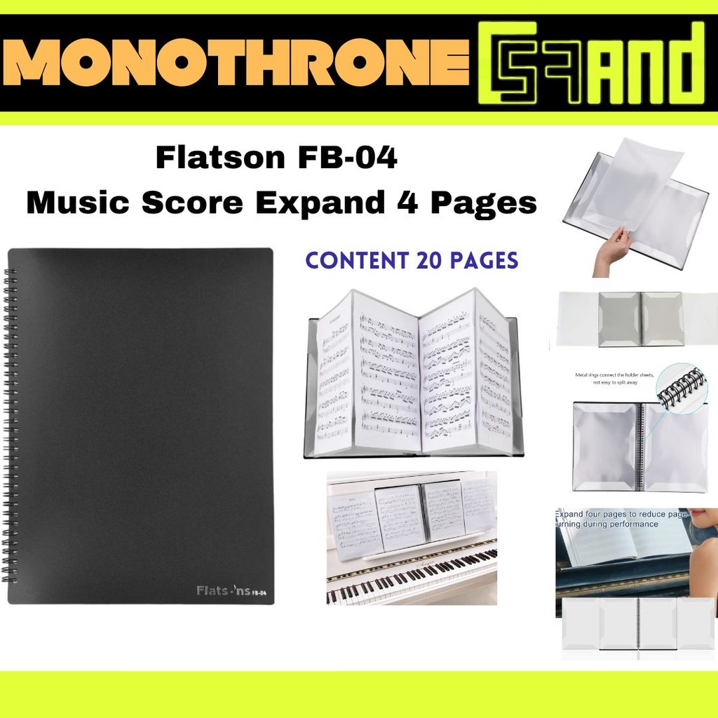 Flatson FB-04 Buku Musik Music Not Partitur Partiture Music Score Holder Dokumen File Organizer Buku