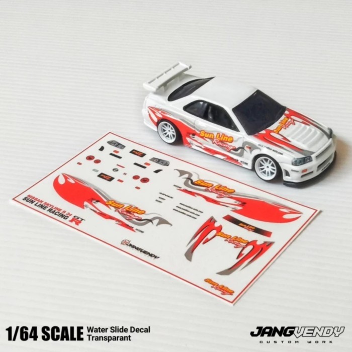 Decal hotwheels Nissan R34 Sunline Racing