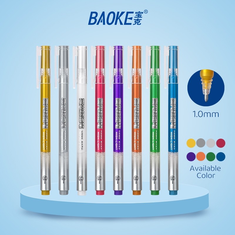 

BAOKE Highlighter 8 Warna Pulpen Warna Metalik 1.0mm Pena Grafiti Gambar DIY Pena PC3538