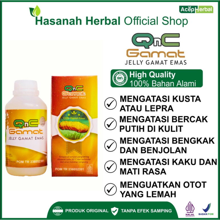 

Obat Kusta Atau Lepra Bercak Putih Di Kulit QnC Jelly Gamat Emas 100% Asli Original BPOM