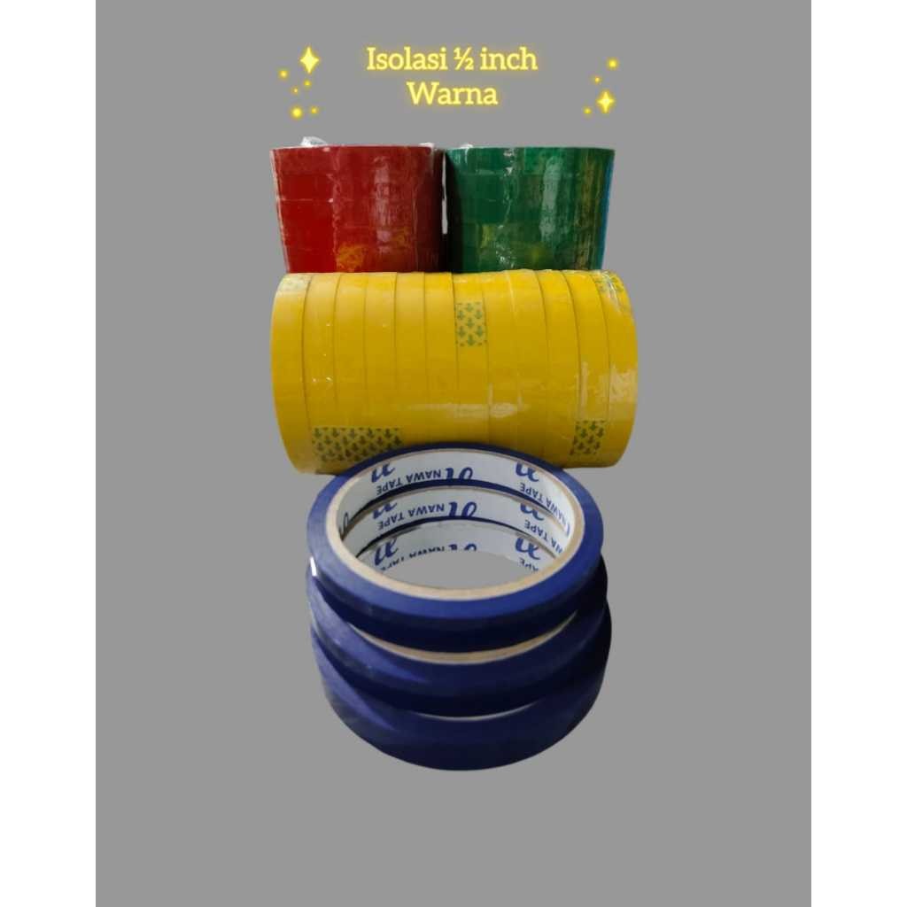 

ISOLASI WARNA WARNI 12mm / LAKBAN OPP TAPE 12 mm 1/2inch 60 YRAD
