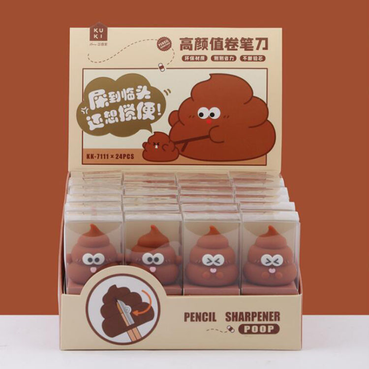 

24 pcs/lot Creative Poop Shape Pencil Sharpener Cute Hand Mechanical Cutter Knife stationery Gift school supplies