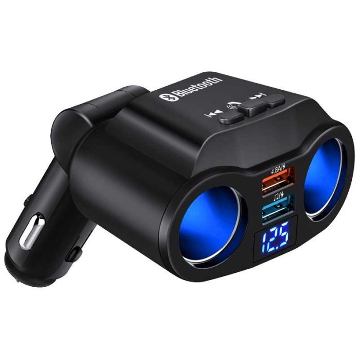 Cas Charger HP Mobil Lighter USB Bluetooth Pemutar Musik Monitor Aki