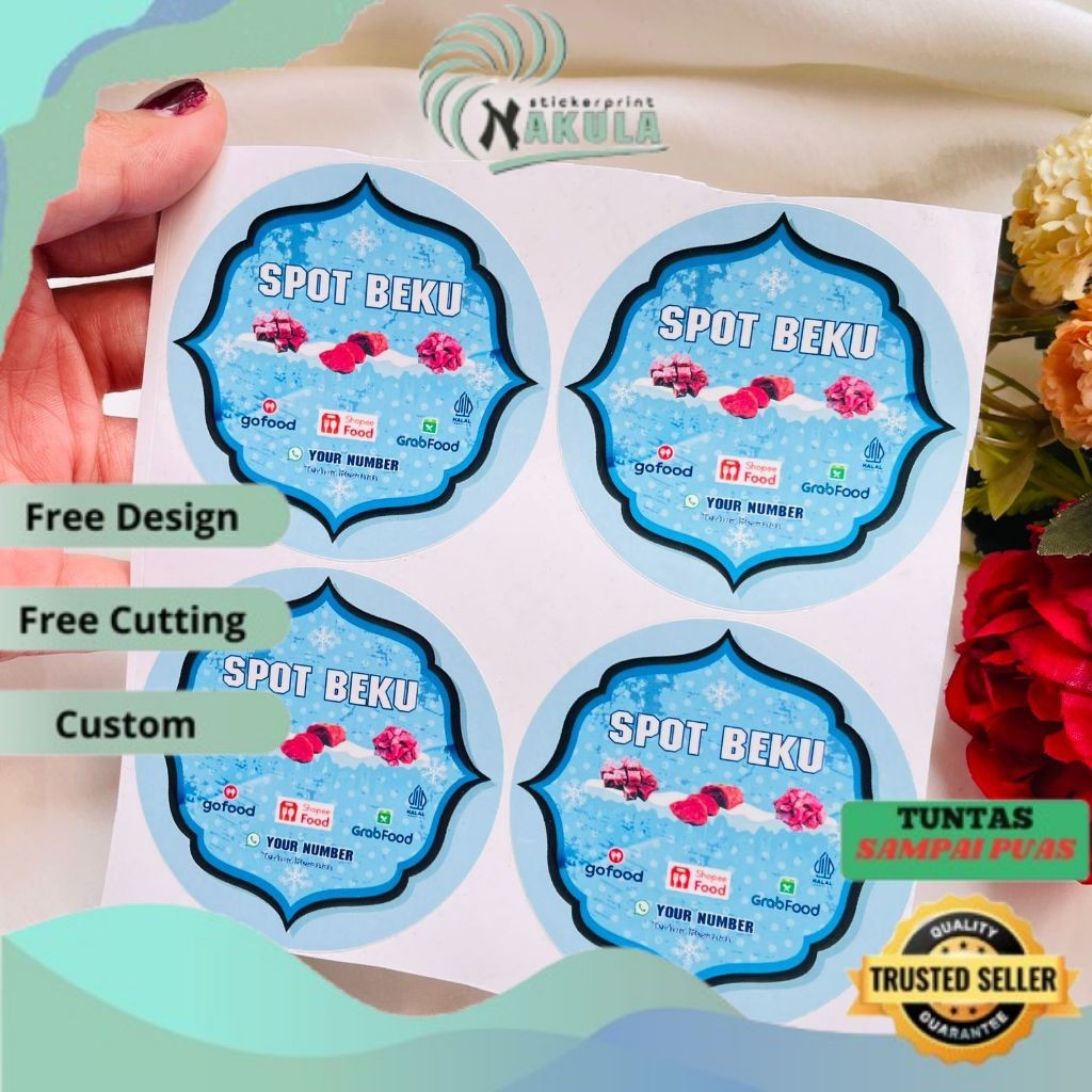 

NKL 5-8 Sticker Vinyl Frozen Food Bulat Label Kemasan Makanan Simpan Beku Basah Uk.Sedang