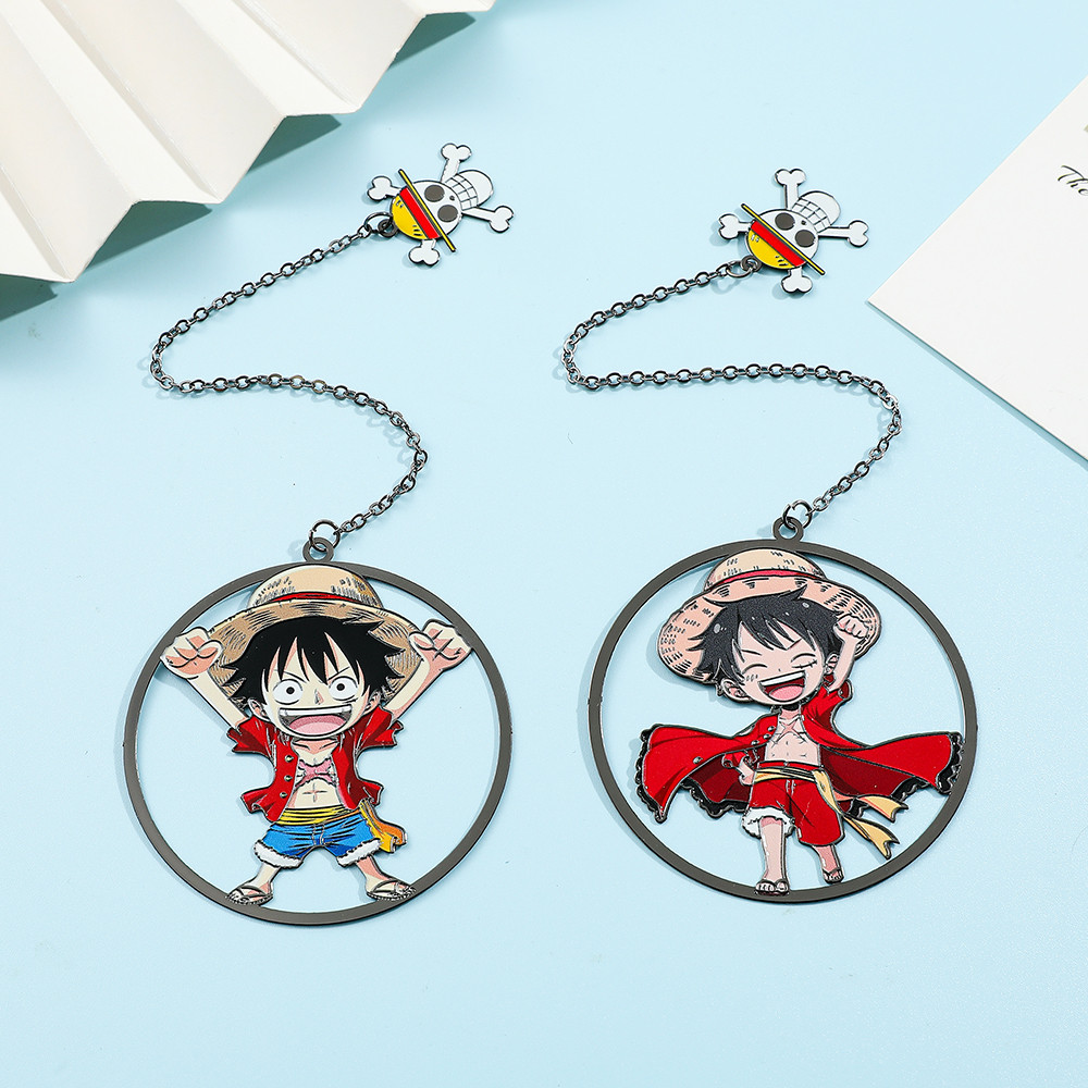 

1pcs Anime One Piece Bookmarks, Cute Luffy Metal Bookmarks for Anime Fans Collection, Student Stationery, Reading Markers