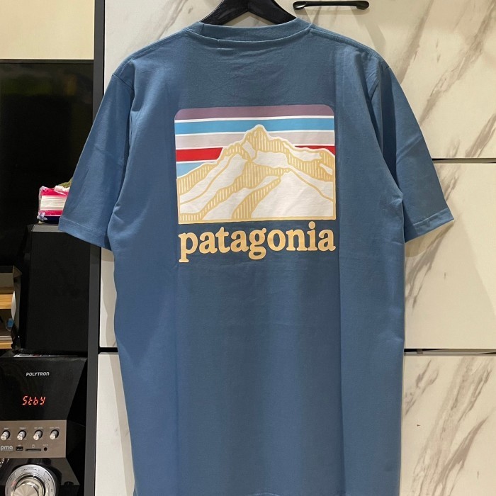 Kaos Pria Patagonia Original Denim Lengan Pendek Full Hangtag Label - Denim, XXL
