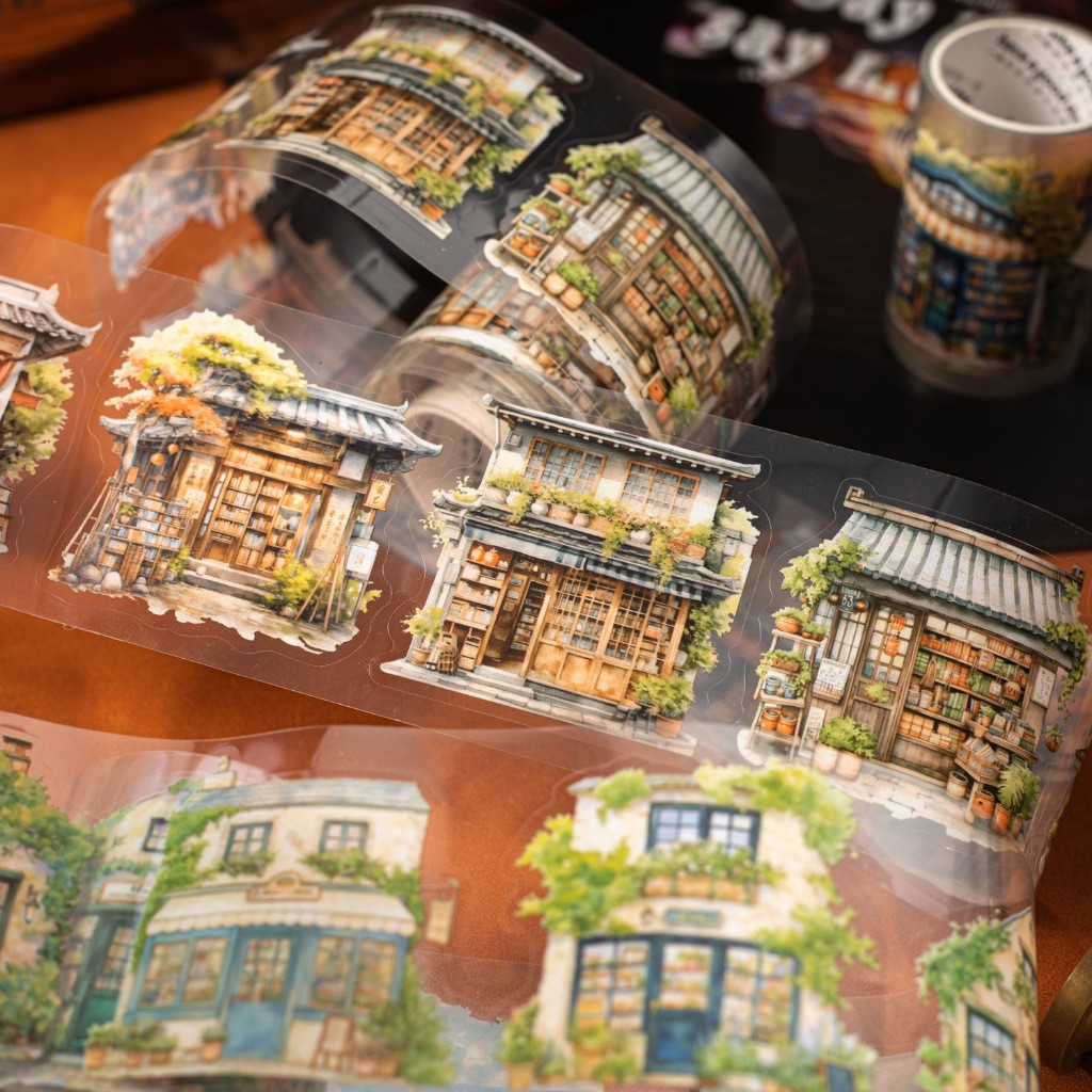 

[Gongjin] 1 Roll Sticker Bangunan Building Rumah Stiker Jepang Ilustrasi