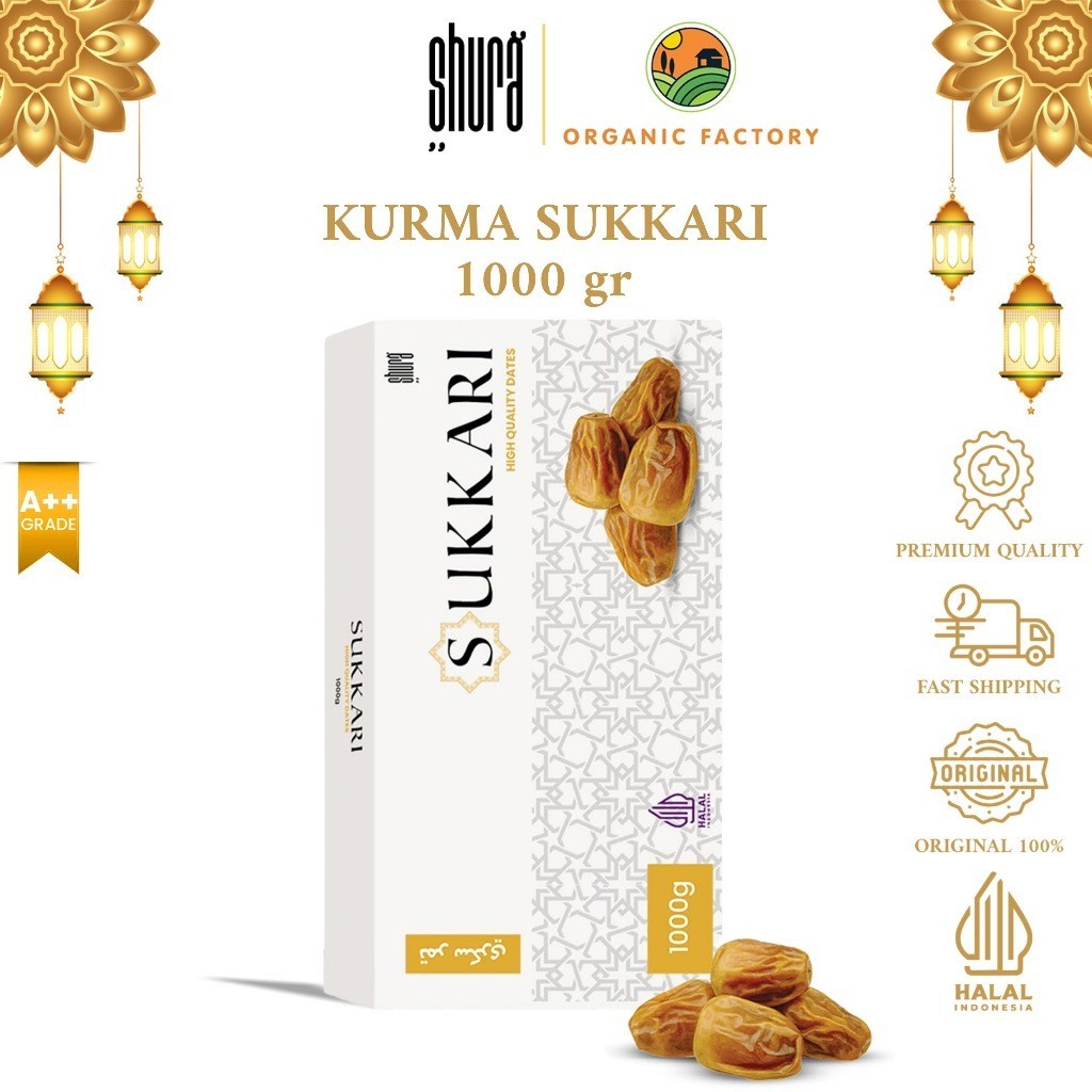 

Shura Kurma Sukkari Kemasan Box 1kg King Dates Sukkari Legit Premium Original