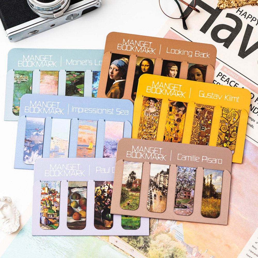 

4pcs/set Creative Magnetic Bookmarks Literary Retro Bookmark Aesthetic Stationery Book Lover Gifts Student Reading Accessories