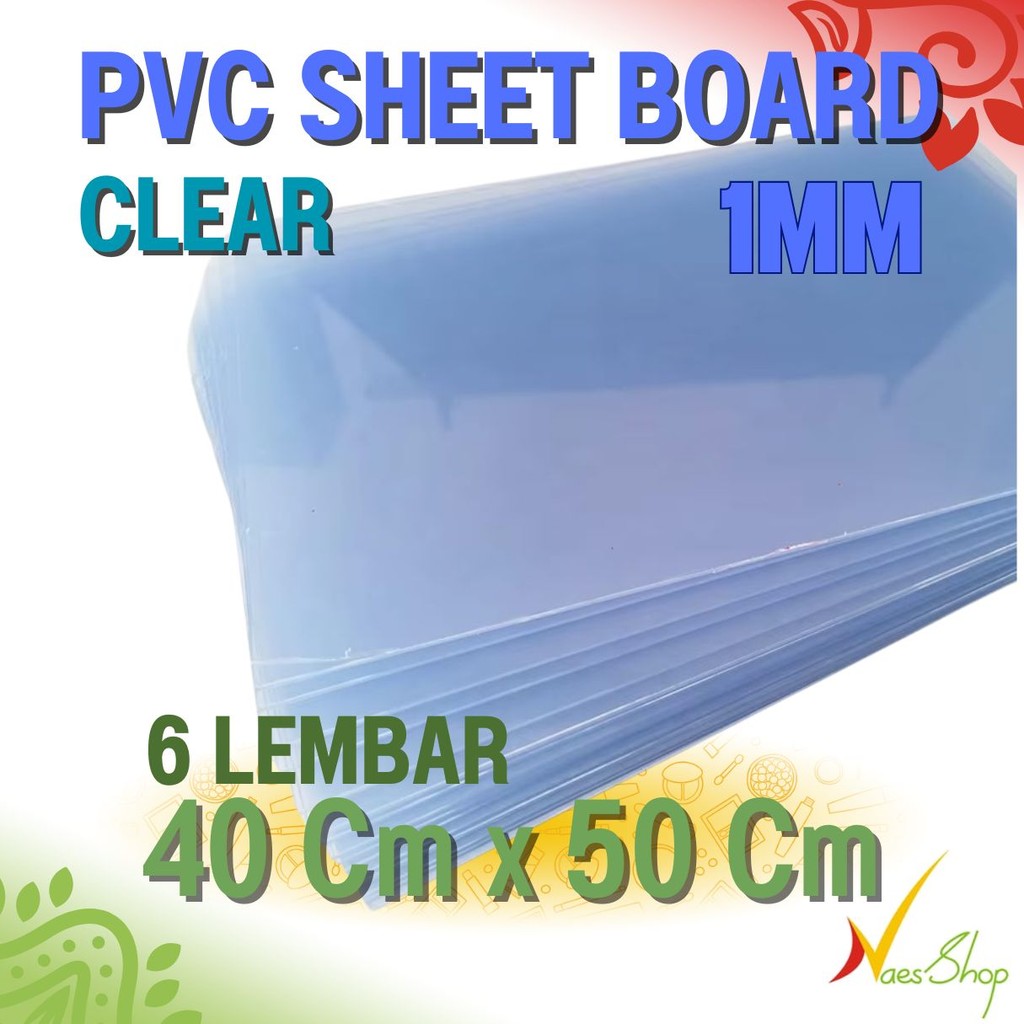

PVC sheet board 1mm bening 50 cm x 40cm clear 6 biji