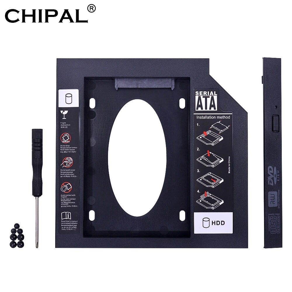 CHIPAL Plastic Universal 2nd HDD Caddy 12.7mm SATA 3.0 for 2.5" SSD HDD Hard Disk Box Case Enclosure