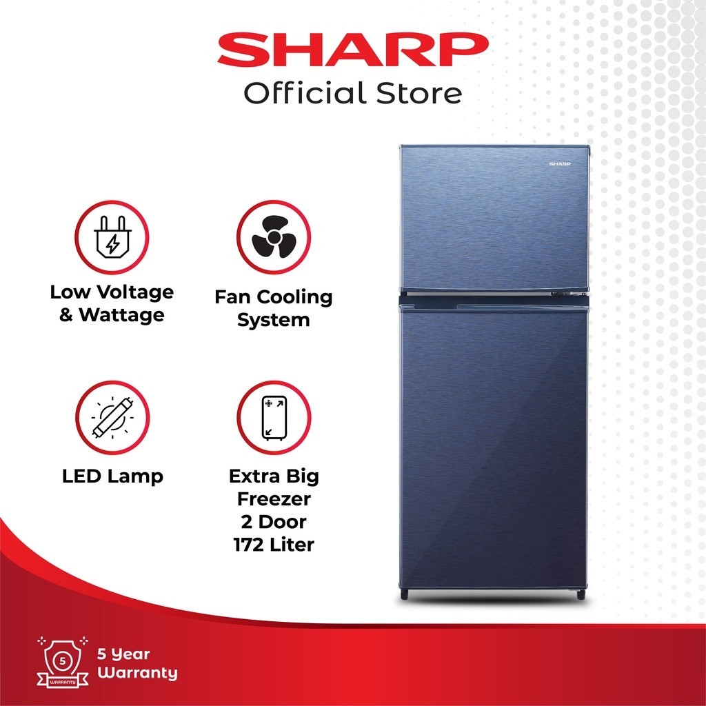 Sharp Kulkas 2 Pintu New Shine Series Hairline Dark Grey SJ-195MD-SG2