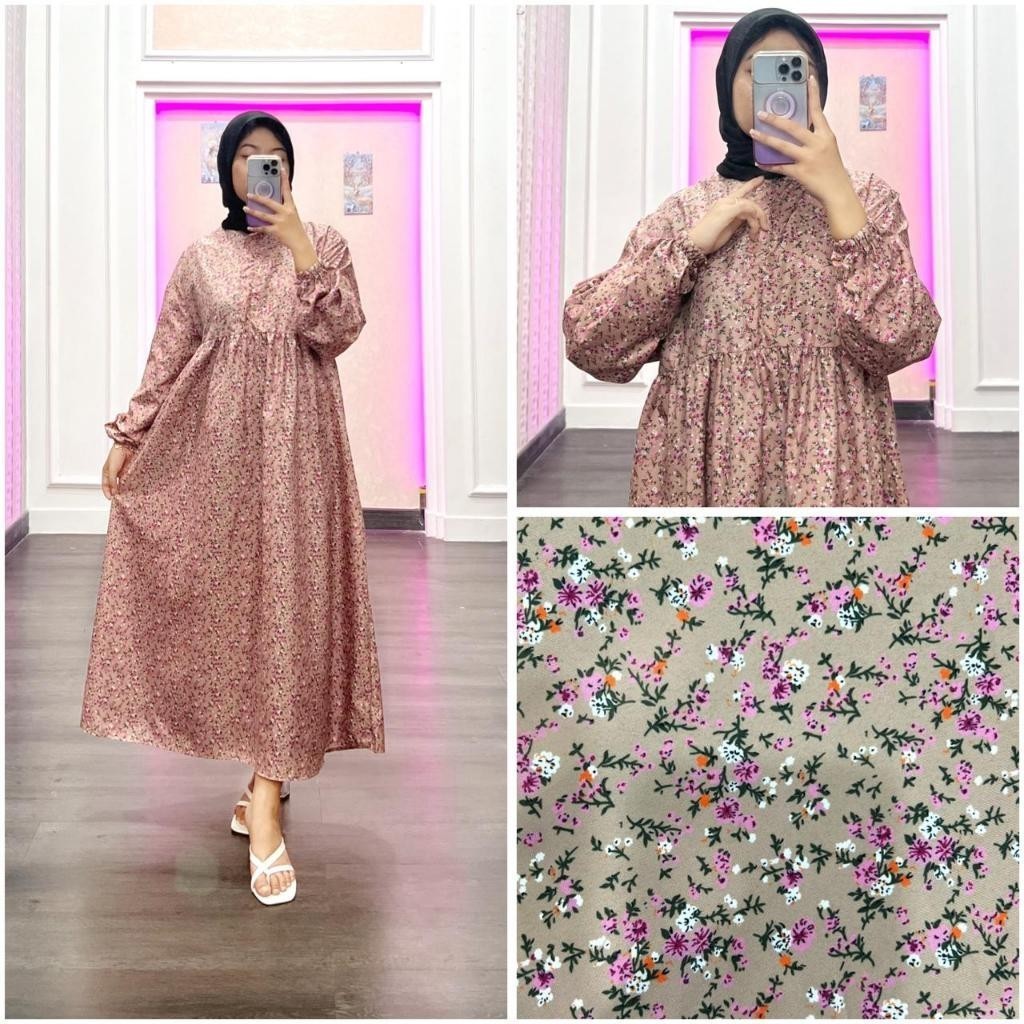 T33 - RRD OOTD WANITA FAFA / ARSY MIDI DRESS / LongDress Wanita Motif / Fashion Casual Remaja Wanita