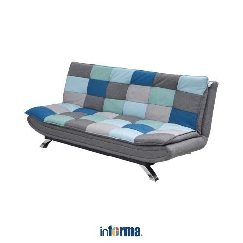 Informa  Neo Faith Sofa Bed Fabric Patchwork - Abu-Abu/Biru Tempat Duduk Multifungsi Sofa Tidur 2In1
