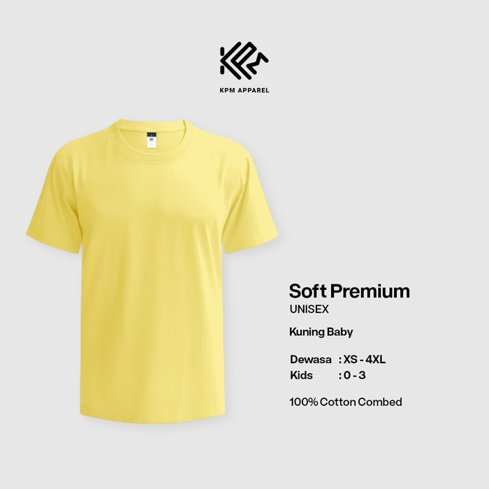 Kaos Polos Lengan Pendek KPM Apparel Soft Premium Big Size - kuning baby,2XL