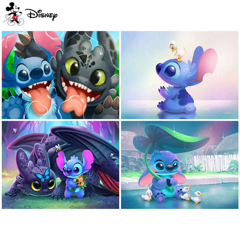 

Disney Dragon Painting By Numbers Lilo And Stitch Drawing By Number Acrylic Paint Cartoon Handpainted Gift