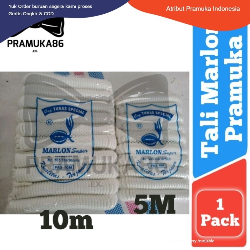 

Ready 1pack (Isi 10pcs) Tali Marlon Pramuka Kuat - Tali temali Bahan Nilon Panjang 5m & 10m Termurah Indonesia