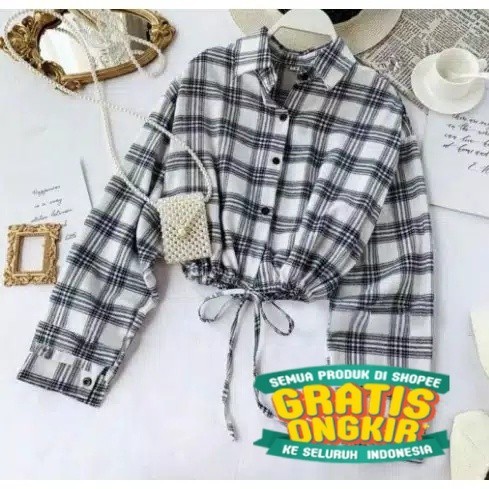 NOONA - Kem Kerlita Plaid Shirt | Kemeja Kotak hits | Crop Top | Atasan Wanita/ Produk Lokal