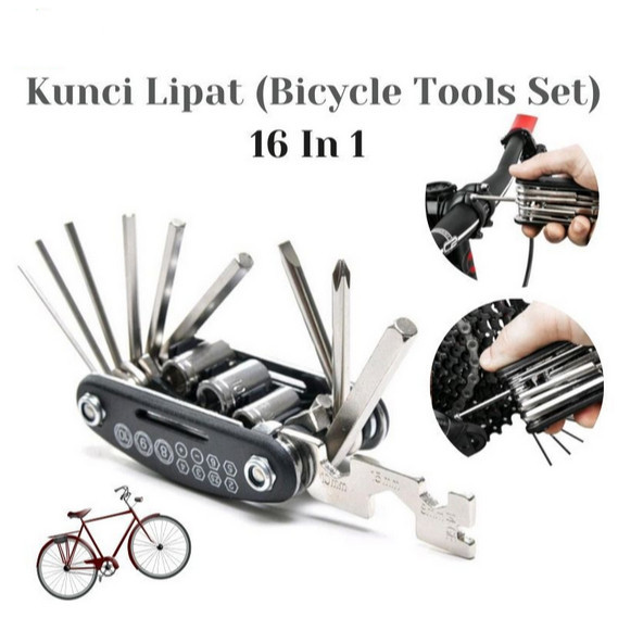 [DW] - Bike ToolKit Kunci Shock Sepeda Set Kunci Sepeda Tool Kit United 16 In 1 Kunci L Obeng Socket