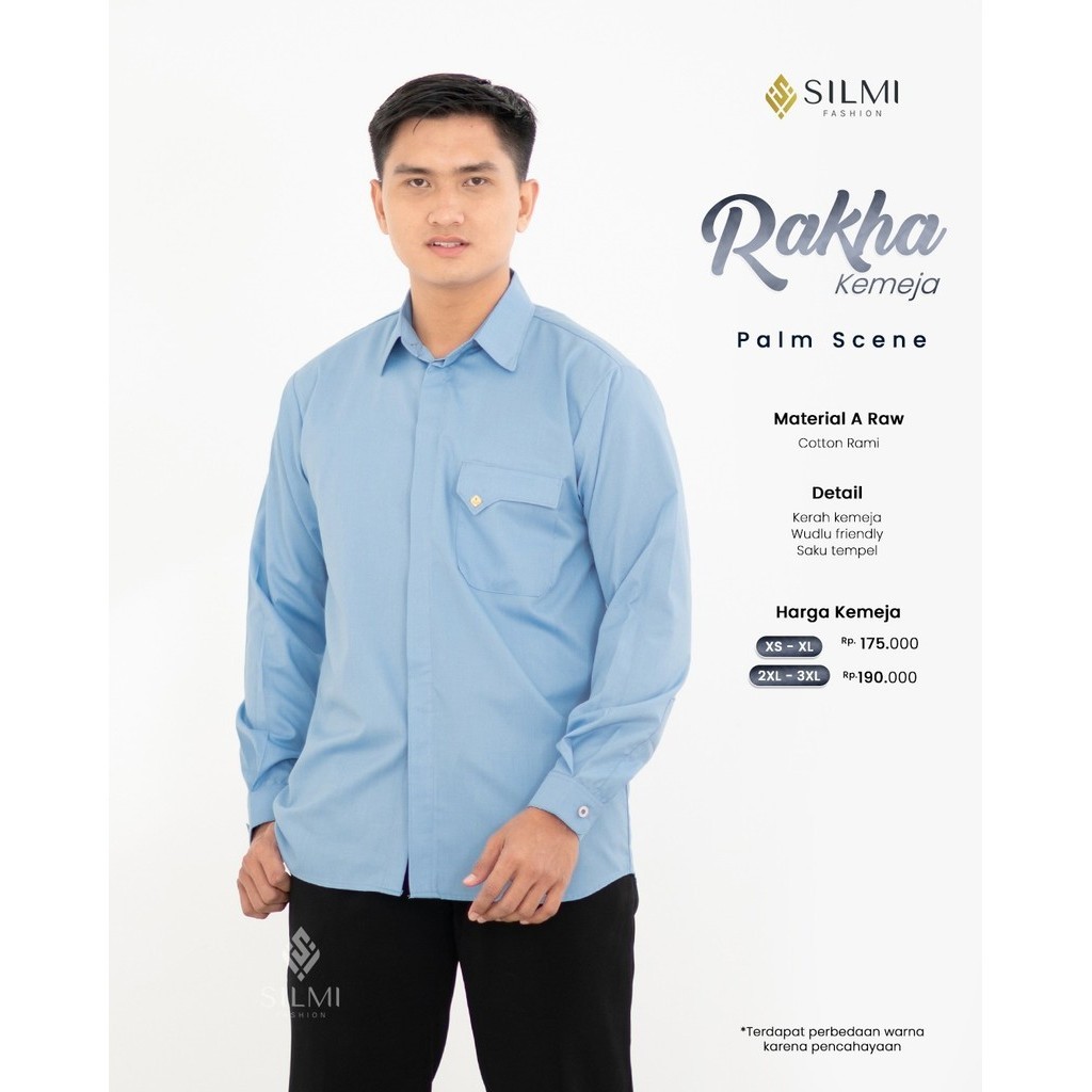 Kemeja Panjang Pria Dewasa Warna Biru Muda Baju Kerja Kantor Seragam Dinas Silmi Rakha Blue