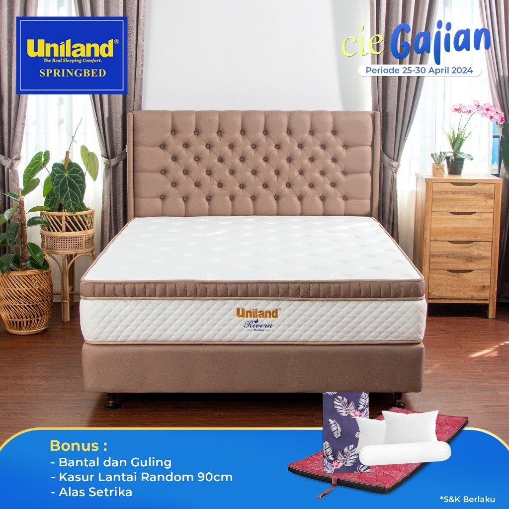 Uniland Springbed Rivera Plushtop Manila - Kasur Springbed Fullset