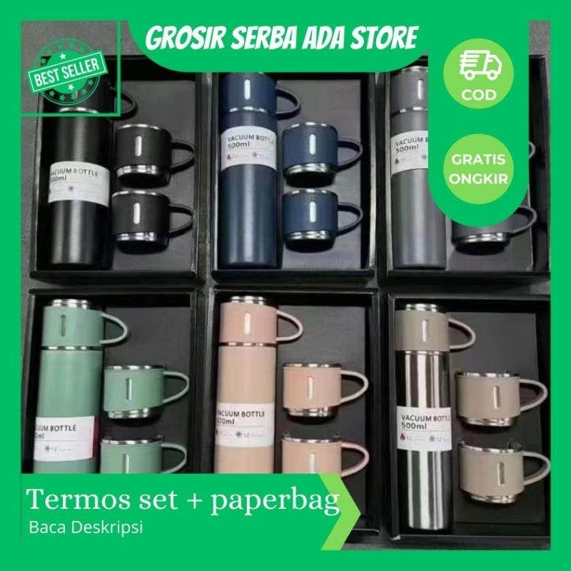 FR62WS termos set / isi 1 termos 2 cangkir stainless dan box / hampers souvenir / hampers / termos s