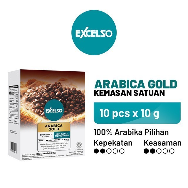 

EXCELSO Arabica Gold - Bubuk Kopi 1 Folding Box (10 x 10 gr)