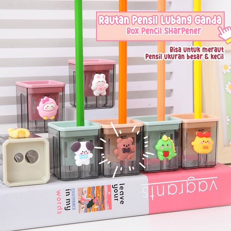 

Yoibeauty - RAUTAN PENSIL 2 LUBANG Karakter Double Hole Box Pencil Sharpener, Rautan Pensil Lubang Ganda Bentuk Karakter Kartun 3D Lucu