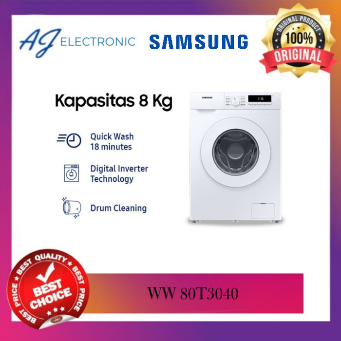 MESIN CUCI FRONT LOADING SAMSUNG WW 80T3040 8KG WW80T 8 KG INVERTER