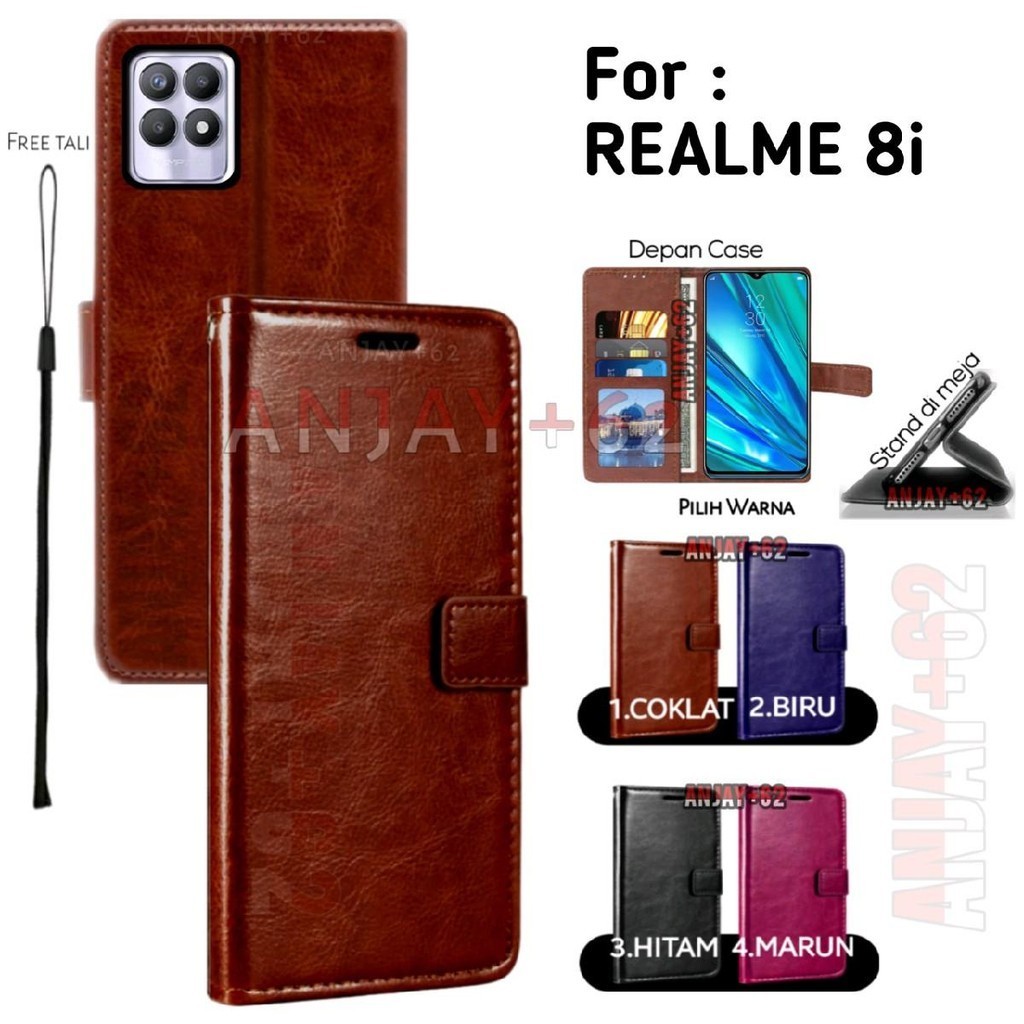 Flip case untuk REALME 8i casing dompet kulit untuk Ponsel