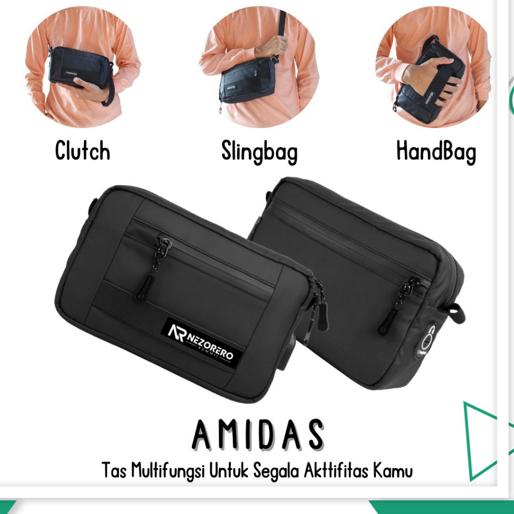 NEZORERO - Handbag Multifungsi Tas Pria Waterproof Anti Air Slingbag Handbag Clutch Pouch Bag Tas HP