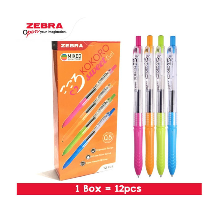 

Pen Pulpen Gel Kokoro Sweet Gel Tinta Hitam 0.5 Zebra 1 Box Isi 12 Pcs