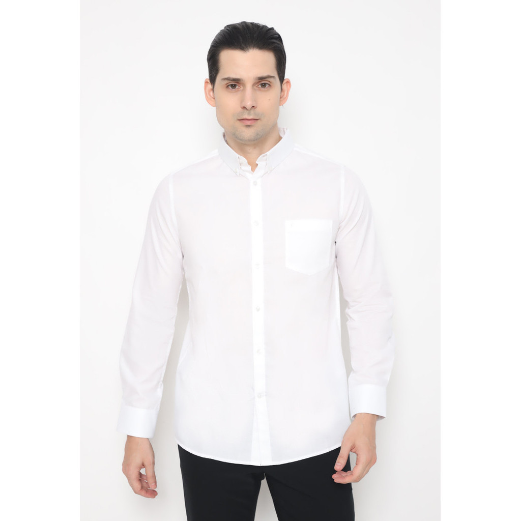 JOBB Chevio Kemeja Pria Lengan Panjang Slim Fit Putih