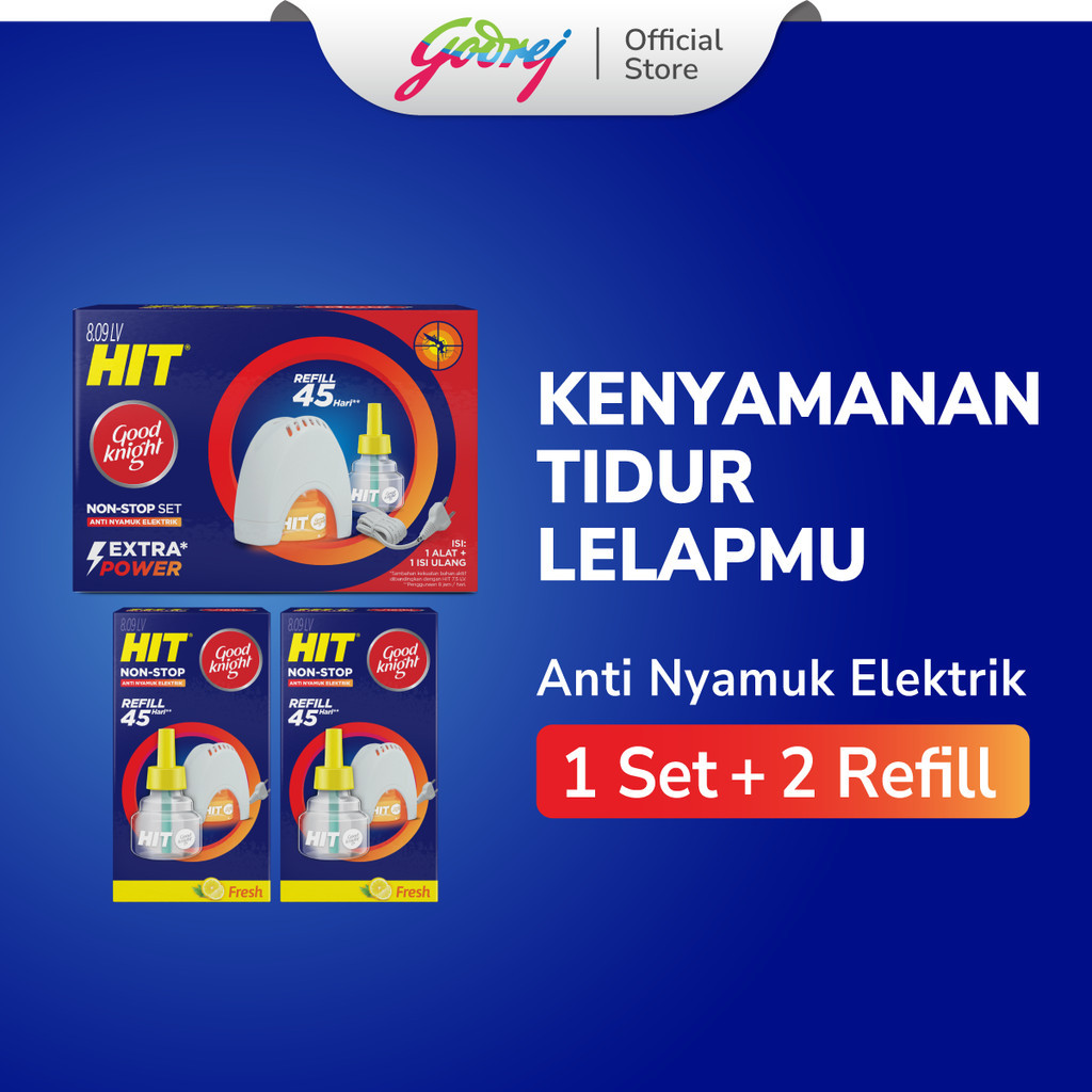 Hit Good Knight Non Stop Set + 2 Refill Fresh - Obat Nyamuk Elektrik - Bunuh Nyamuk Penyebab Demam B