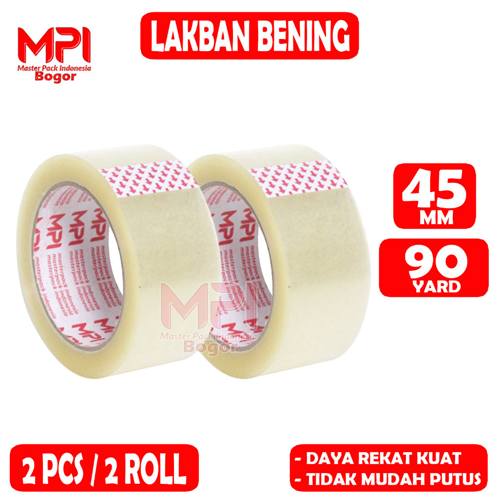 

2 PCS - Lakban Bening MPI 45 MM x 90 YARD / Lakban Packing - Master Pack Indonesia Bandung
