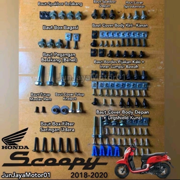 baut lengkap full set body Honda Scoopy esp 2018 - 2020