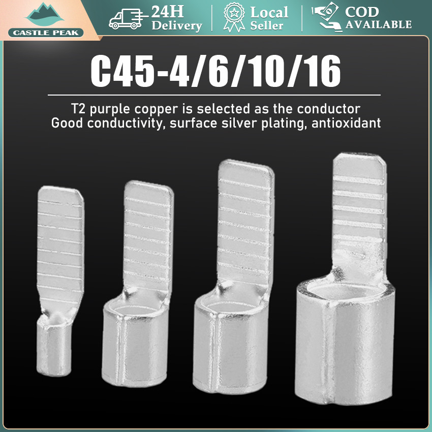 C45-4/6/10/16 Skun Gepeng Pin Terminal Wire Cable Connector Non-Isolated untuk Kabel 10pcs