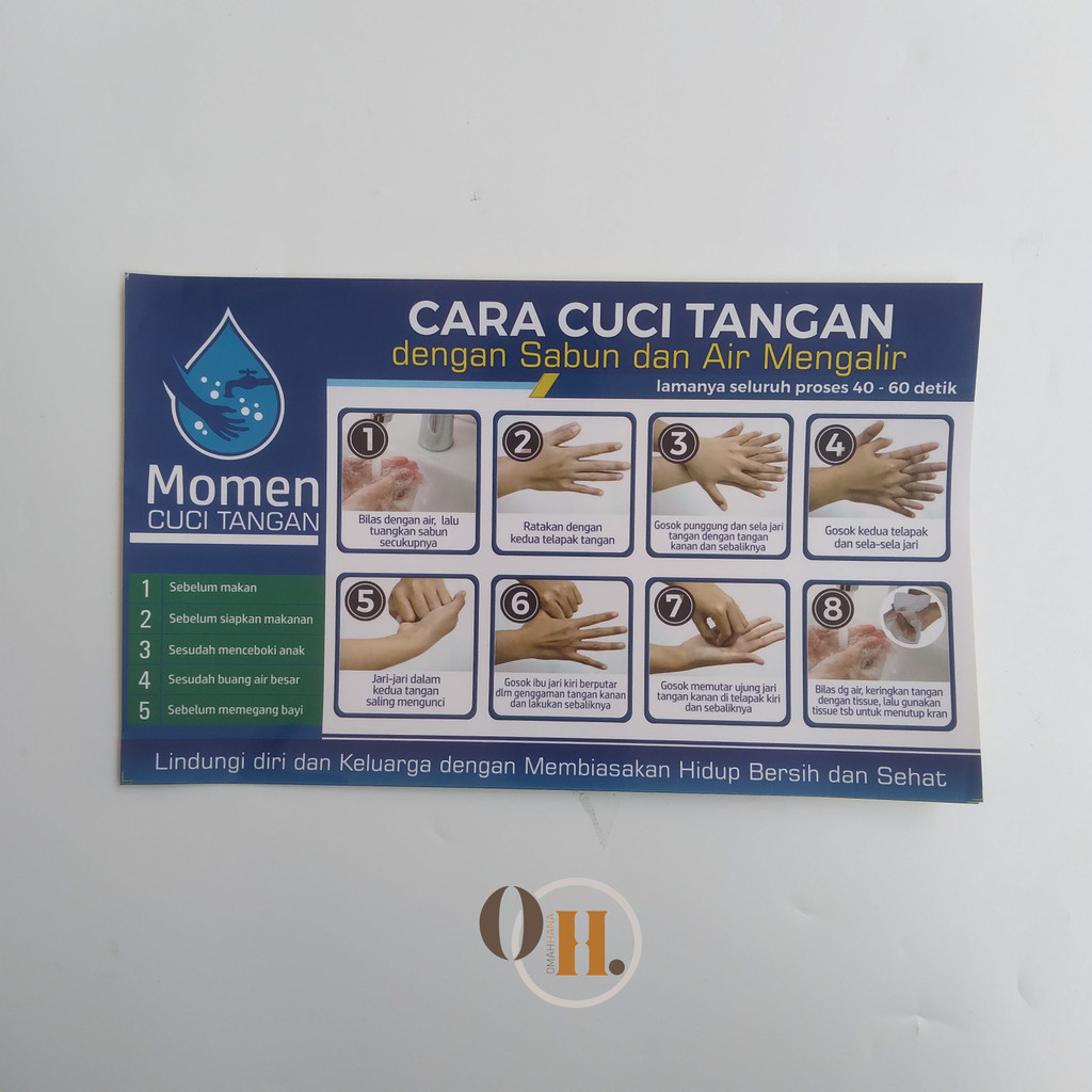 

Stiker 5 momen cuci tangan - Stiker cuci tangan versi rumah tangga - CTPS - Stiker chromo