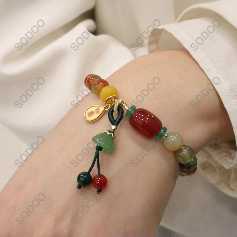 Gelang Batu Alam Gaya Cina Gelang Gaya Etnik Retro Tali Tangan Ruyi - SO